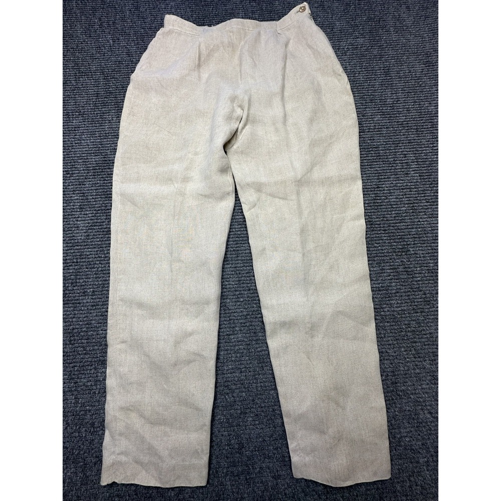 Casual Corner Pants Womens 10 Beige‎ Linen Blend Straight Leg Side Zip Dressy